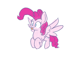 Size: 1500x1200 | Tagged: safe, artist:heir-of-rick, pinkie pie, pegasus, pony, :p, female, mare, pegasus pinkie pie, ponk, race swap, silly, simple background, solo, tongue out, white background, wings