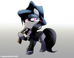 Size: 3200x2500 | Tagged: safe, artist:papibabidi, octavia melody, earth pony, pony, clothes, gun, mafia, mafia octavia, solo, weapon