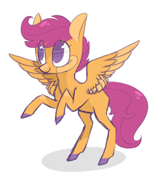 Size: 1280x1353 | Tagged: safe, artist:jellybeanbullet, scootaloo, looking up, rearing, simple background, solo, spread wings, white background