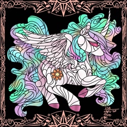 Size: 1280x1280 | Tagged: safe, artist:laps-sp, princess celestia, alicorn, pony, female, mare, solo, stained glass