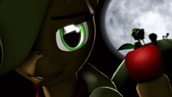 Size: 1920x1080 | Tagged: safe, artist:wiizzie, applejack, earth pony, pony, 3d, apple, food, solo