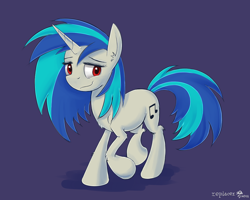 Size: 1280x1024 | Tagged: safe, artist:replacer808, dj pon-3, vinyl scratch, pony, unicorn, chest fluff, ear fluff, shadow, signature, solo