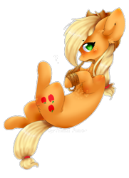 Size: 662x914 | Tagged: safe, artist:twinkepaint, applejack, earth pony, pony, bondage, female, looking at you, mare, question mark, rope, simple background, solo, transparent background