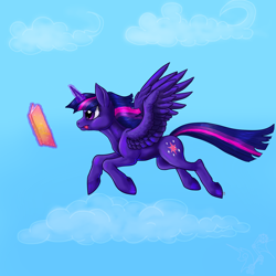 Size: 2000x2000 | Tagged: safe, artist:chickenwhite, derpibooru import, twilight sparkle, twilight sparkle (alicorn), alicorn, pony, flying, solo