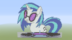 Size: 1920x1080 | Tagged: safe, dj pon-3, vinyl scratch, pony, unicorn, minecraft, minecraft pixel art, pixel art