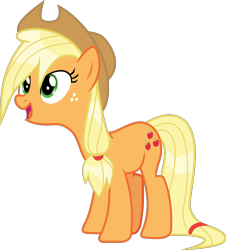 Size: 2413x2669 | Tagged: safe, artist:frownfactory, applejack, earth pony, pony, campfire tales, .svg available, applejack's hat, blonde, cowboy hat, cutie mark, female, green eyes, hat, mare, ponytail, simple background, solo, svg, transparent background, vector, wet mane