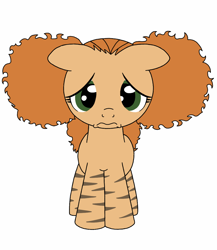 Size: 1112x1280 | Tagged: safe, artist:blondenobody, floppy ears, jazmine dubois, looking at you, ponified, sad, simple background, solo, the boondocks, wavy mouth, white background