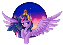 Size: 2574x1857 | Tagged: safe, artist:xnightmelody, derpibooru import, twilight sparkle, twilight sparkle (alicorn), alicorn, pony, big crown thingy, bust, crown, jewelry, portrait, regalia, solo