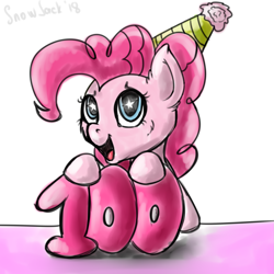 Size: 2053x2053 | Tagged: safe, artist:php97, pinkie pie, earth pony, pony, hat, party hat, simple background, solo, starry eyes, white background, wingding eyes