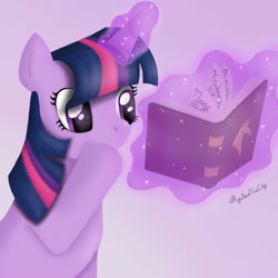 Size: 1000x1000 | Tagged: safe, artist:highabovethecity, derpibooru import, twilight sparkle, book, magic, reading, solo, telekinesis