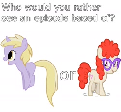 Size: 1968x1821 | Tagged: safe, dinky hooves, twist, glasses, meta, simple background, text, white background