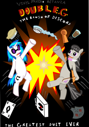 Size: 2409x3435 | Tagged: safe, artist:jewelsfriend, dj pon-3, octavia melody, vinyl scratch, earth pony, pony, crossover, parody, tenacious d