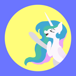 Size: 8000x8000 | Tagged: safe, artist:egor418, princess celestia, alicorn, pony, ethereal mane, female, lineless, mare, minimalist, modern art, simple background, singing, solo, starry mane