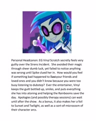 Size: 1275x1650 | Tagged: safe, dj pon-3, vinyl scratch, equestria girls, rainbow rocks, guilt, headcanon, implied scratchtavia, speculation, text, thumbs up