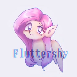 Size: 768x768 | Tagged: safe, artist:xp_r6, fluttershy, pegasus, pony, cute, female, looking at you, mare, simple background, smiling, solo