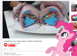 Size: 987x721 | Tagged: safe, pinkie pie, barely pony related, cotton candy burrito, image macro, meme, obligatory pony, youtube