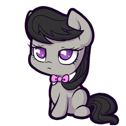 Size: 600x600 | Tagged: safe, artist:ashleynicholsart, octavia melody, earth pony, pony, chibi, commission, cute, frown, no pupils, simple background, sitting, solo, transparent background, unamused