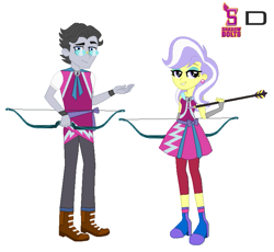 Size: 757x695 | Tagged: safe, artist:karalovely, jet set, upper crust, equestria girls, friendship games, archery, bow (weapon), crystal prep shadowbolts, simple background, white background