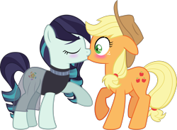 Size: 6074x4448 | Tagged: safe, artist:jhayarr23, applejack, coloratura, earth pony, pony, absurd resolution, blushing, cute, duo, female, jackabetes, kissing, lesbian, mare, rara, rarabetes, rarajack, shipping, simple background, surprise kiss, transparent background