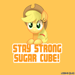 Size: 900x900 | Tagged: safe, artist:lennonblack, applejack, earth pony, pony, motivational poster, smiling, solo, text