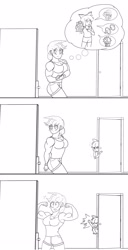 Size: 2215x4323 | Tagged: safe, artist:matchstickman, apple bloom, applejack, human, applejacked, biceps, flexing, humanized, muscles