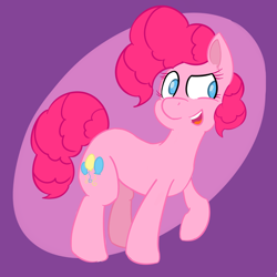 Size: 4000x4000 | Tagged: safe, artist:niteax, pinkie pie, earth pony, pony, cute, female, lifted leg, purple background, simple background, solo