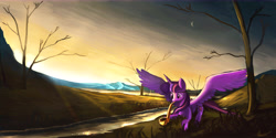 Size: 14400x7200 | Tagged: safe, artist:auroriia, derpibooru import, twilight sparkle, twilight sparkle (alicorn), alicorn, pony, absurd resolution, crepuscular rays, musical instrument, saxophone, scenery, solo, twilight (astronomy)