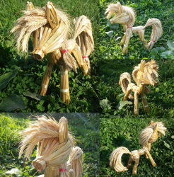 Size: 3209x3256 | Tagged: safe, artist:sirvalter, applejack, pony, craft, figurine, irl, photo, solo, straw, straw doll, toy, traditional art