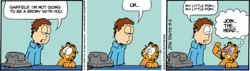 Size: 900x257 | Tagged: safe, brony, garfield, hypnosis, join the herd, jon arbuckle, meta, phone, square root of minus garfield