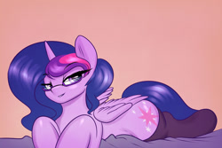 Size: 1440x960 | Tagged: safe, artist:elzzombie, derpibooru import, twilight sparkle, twilight sparkle (alicorn), alicorn, pony, alternate hairstyle, clothes, glasses, socks, solo