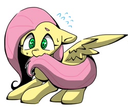 Size: 720x620 | Tagged: safe, artist:asg, fluttershy, pegasus, pony, female, hiding behind tail, looking at you, mare, simple background, solo, white background