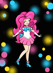 Size: 576x792 | Tagged: safe, artist:lanostra, pinkie pie, human, clothes, cosplay, costume, eyes closed, humanized, sailor moon, solo