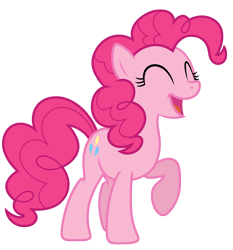 Size: 6395x6850 | Tagged: safe, artist:estories, pinkie pie, earth pony, pony, absurd resolution, cute, eyes closed, happy, raised hoof, simple background, solo, transparent background, vector