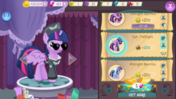 Size: 1280x720 | Tagged: safe, derpibooru import, masked matter-horn, twilight sparkle, twilight sparkle (alicorn), alicorn, pony, power ponies (episode), ancient wonderbolts uniform, clothes, commander easy glider, dress, gameloft, power ponies, princess dress