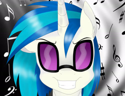 Size: 2200x1700 | Tagged: safe, artist:justbrohoof, dj pon-3, vinyl scratch, pony, unicorn, bust, portrait, smiling, solo