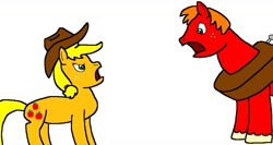 Size: 1214x648 | Tagged: safe, artist:samueljcollins1990, applejack, big macintosh, earth pony, pony, angry, argument, fight, simple background, white background