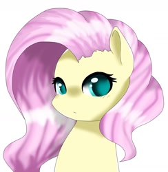 Size: 1370x1402 | Tagged: safe, artist:marilocoloco, fluttershy, pegasus, pony, bust, female, looking at you, mare, simple background, solo, white background