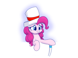 Size: 2000x1500 | Tagged: safe, artist:heir-of-rick, pinkie pie, earth pony, pony, bust, cane, female, hat, mare, simple background, solo, top hat, white background