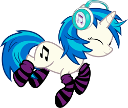 Size: 5104x4322 | Tagged: safe, artist:uxyd, dj pon-3, vinyl scratch, pony, unicorn, absurd resolution, clothes, cute, cutie mark, eyes closed, female, happy, headphones, hooves, horn, mare, nap, simple background, sleeping, smiling, socks, solo, striped socks, transparent background, vector
