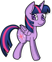 Size: 397x469 | Tagged: safe, artist:matteglaze, derpibooru import, twilight sparkle, twilight sparkle (alicorn), alicorn, pony, looking back, solo, wingding eyes