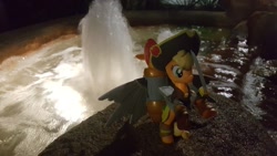 Size: 1248x702 | Tagged: safe, applejack, my little pony: the movie, fountain, guardians of harmony, irl, merchandise, misadventures of the guardians, photo, photography, pirate applejack, toy