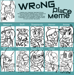 Size: 2080x2102 | Tagged: safe, artist:husdur, pinkie pie, anthro, meme, monochrome, ponk, speech bubble, wrong place meme