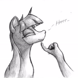 Size: 2872x2872 | Tagged: safe, artist:bcrich40, derpibooru import, twilight sparkle, human, chin, chin scratch, hand, monochrome