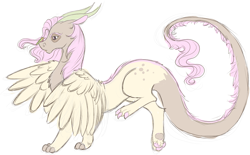 Size: 1178x731 | Tagged: safe, artist:aidapone, oc, oc only, oc:humming bird, hybrid, interspecies offspring, offspring, parent:discord, parent:fluttershy, parents:discoshy, simple background, solo, white background