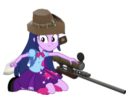 Size: 1454x1107 | Tagged: safe, artist:givralix, derpibooru import, edit, twilight sparkle, equestria girls, crossover, female, gun, hat, optical sight, rifle, simple background, sniper, sniper rifle, solo, team fortress 2, transparent background, twilight sniper, vector, vector edit, weapon