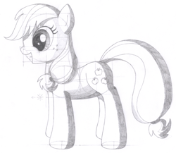 Size: 1567x1358 | Tagged: safe, artist:aafh, applejack, earth pony, pony, monochrome, solo, traditional art