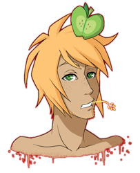 Size: 480x590 | Tagged: safe, artist:ssenarrya, big macintosh, human, bare shoulders, bust, humanized, male, simple background, solo, straw in mouth, transparent background