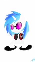 Size: 720x1280 | Tagged: safe, artist:grim ponka, dj pon-3, vinyl scratch, pony, unicorn, colored, cutie mark, headphones, phone wallpaper, solo, sunglasses, turntable, turntable pony, vinyl