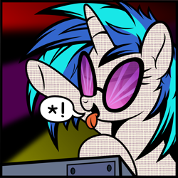 Size: 3000x3000 | Tagged: safe, artist:v0jelly, dj pon-3, vinyl scratch, pony, unicorn, modern art, pop art, solo, speech bubble, style emulation