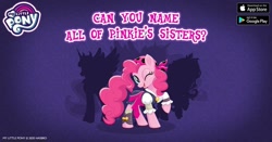 Size: 960x504 | Tagged: safe, fluttershy, pinkie pie, princess celestia, alicorn, earth pony, pegasus, pony, my little pony: the movie, alternate timeline, chrysalis resistance timeline, clothes, costume, cute, diapinkes, evil celestia, facebook, female, gameloft, implied limestone pie, implied marble pie, implied maud pie, looking at you, mare, my little pony logo, one eye closed, pirate, pirate pinkie pie, raised hoof, shadow, silhouette, text, tribalshy, wink